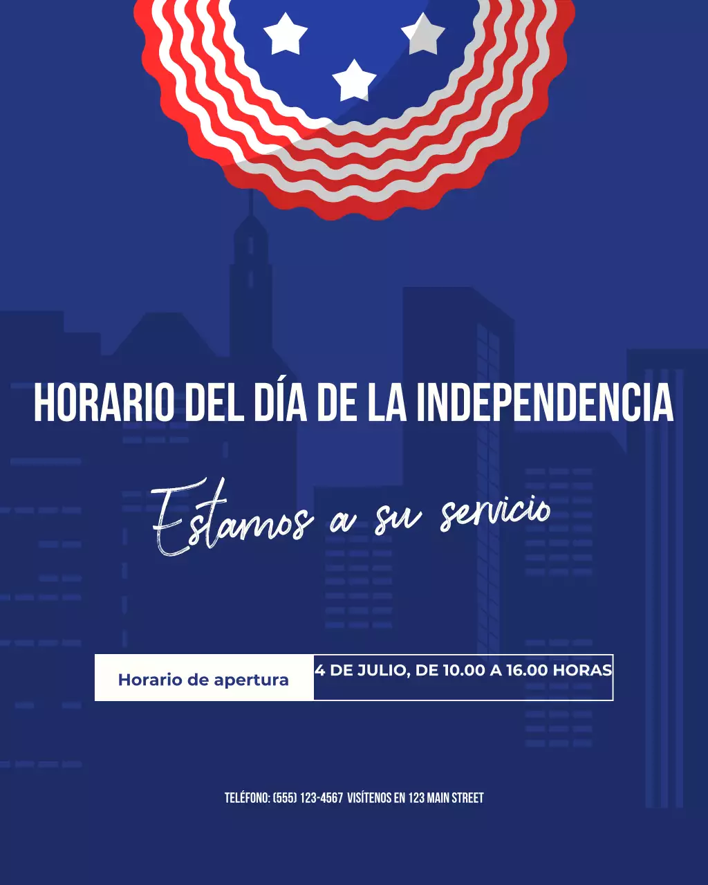 Anuncio de la festividad patriótica azul en redes sociales