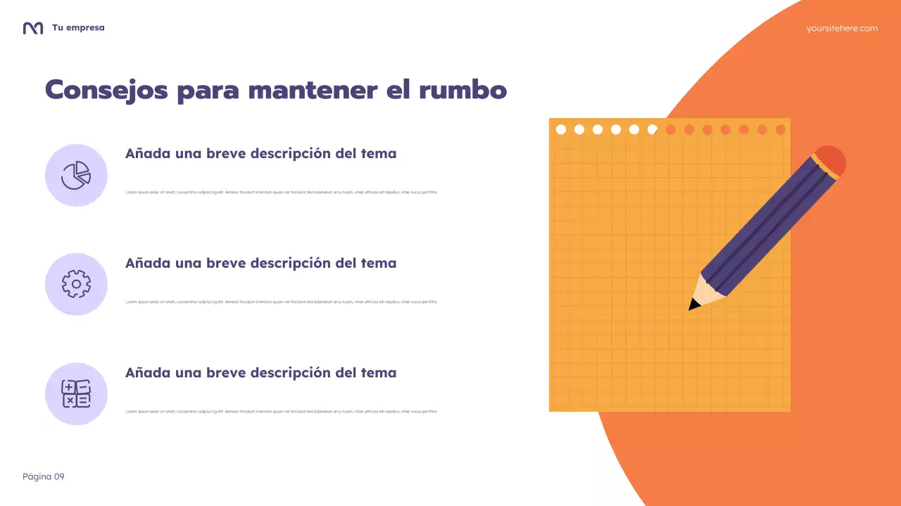 Presentación del curso de presupuesto con dibujos animados morados