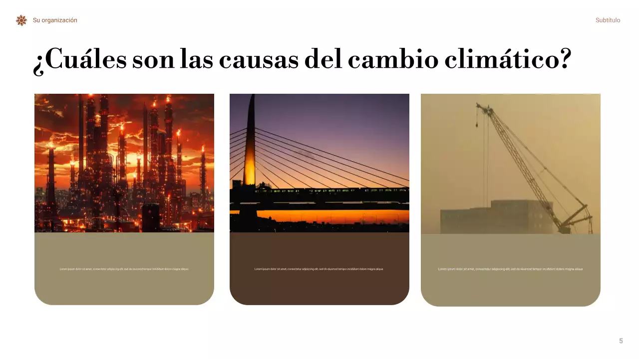 Presentación mínima naranja sobre el cambio climático