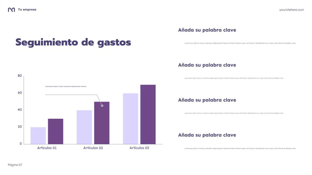 Presentación del curso de presupuesto con dibujos animados morados