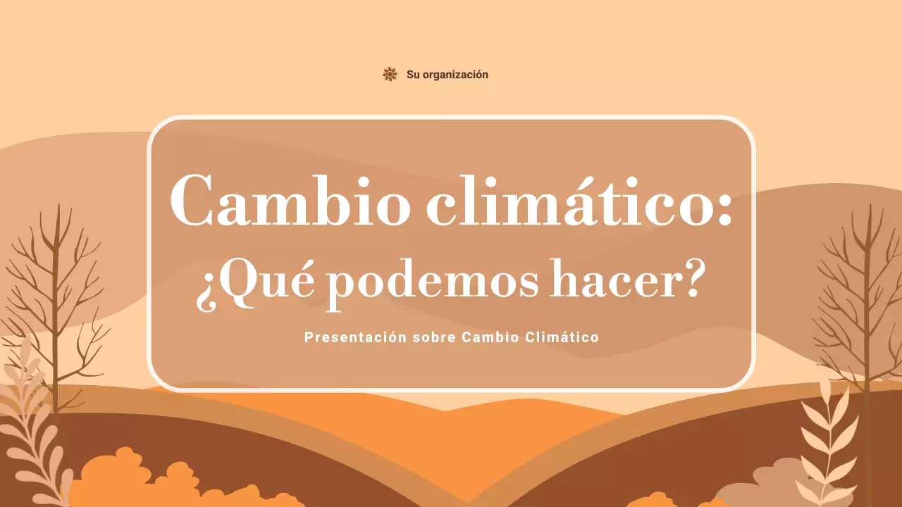 Presentación mínima naranja sobre el cambio climático