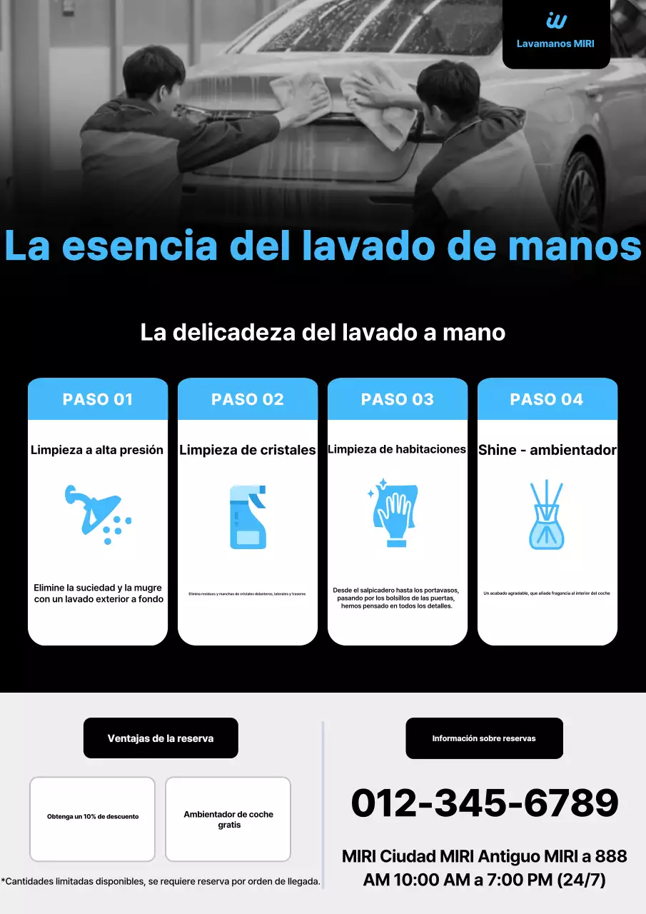 Anuncio de lavado de autos moderno negro
