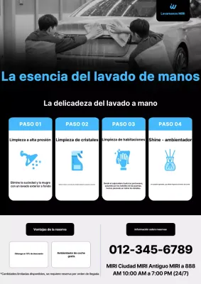 Anuncio de lavado de autos moderno negro