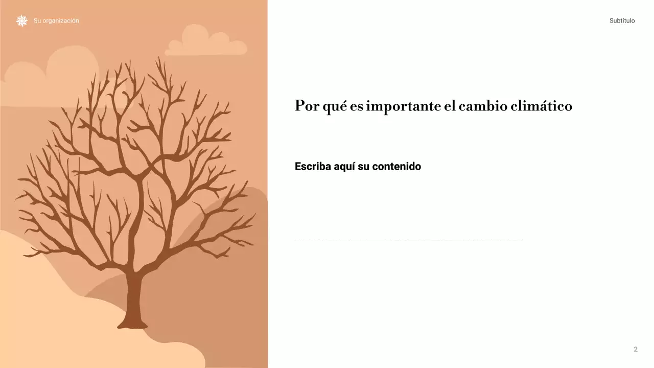 Presentación mínima naranja sobre el cambio climático