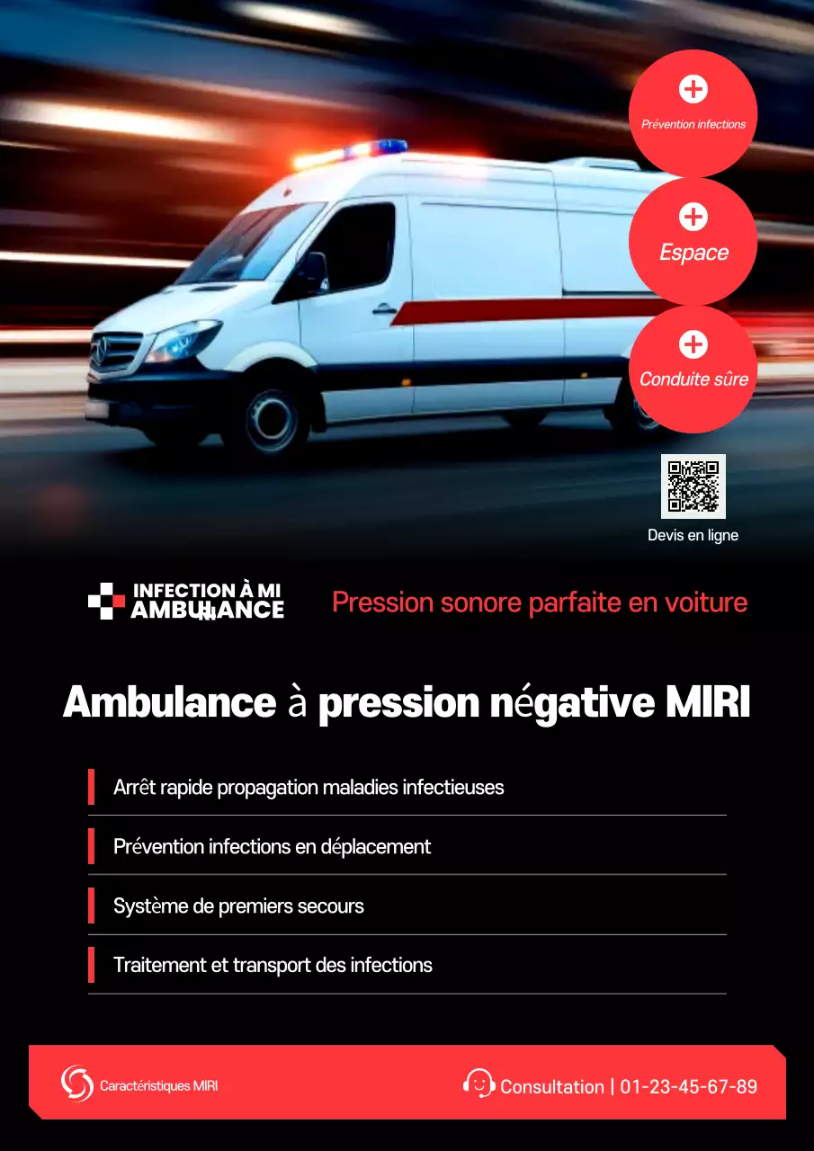 Publicité pour une ambulance rouge moderne