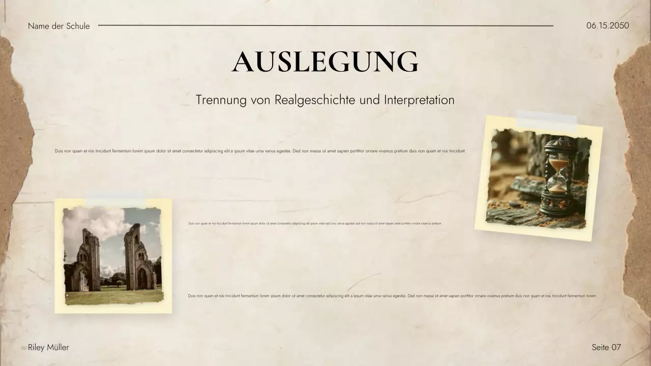 Beigefarbener Vintage-Leitfaden zur historischen Literatur Präsentation