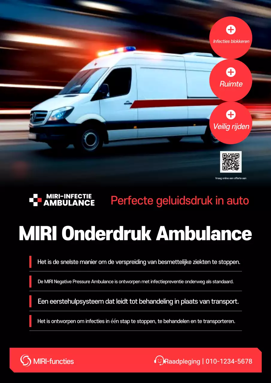 Rode moderne ambulance-advertentie