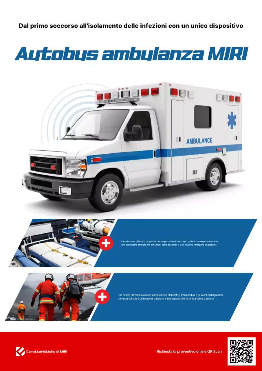 Pubblicità di un veicolo speciale medico moderno rosso