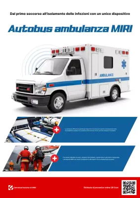 Pubblicità di un veicolo speciale medico moderno rosso