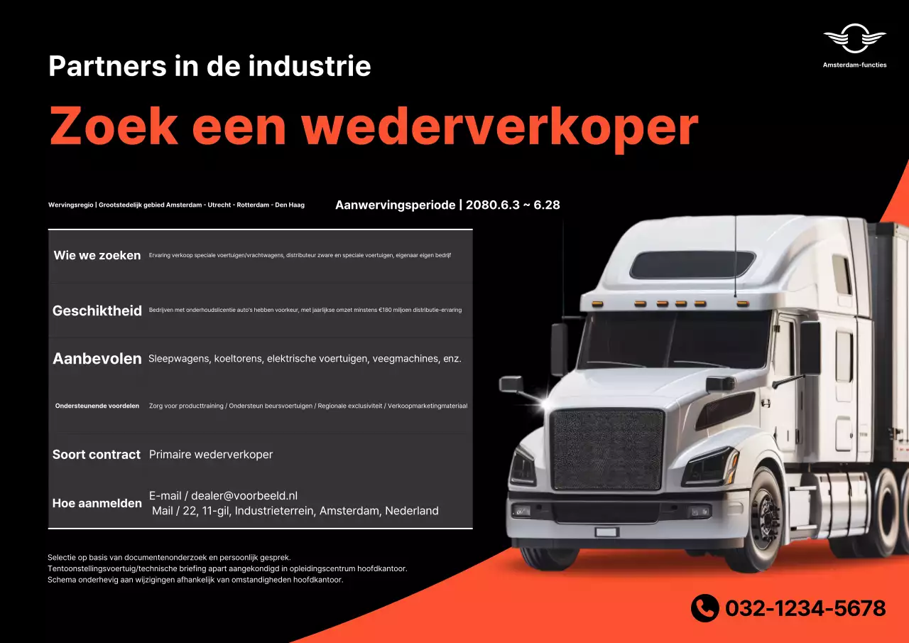 Aanwervingsbericht voor een zwarte moderne autodealer