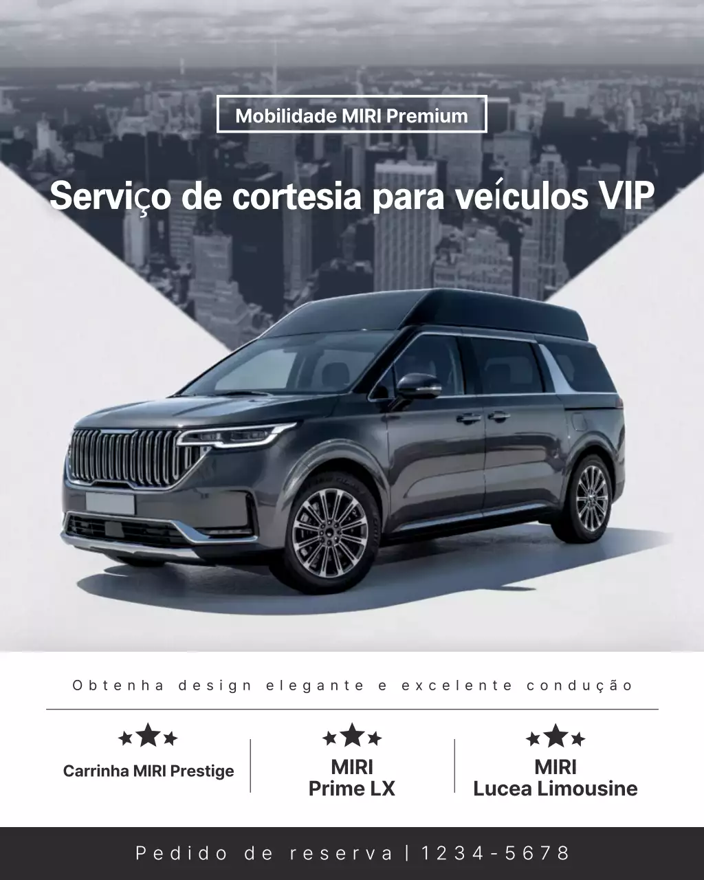 Promoção de serviço de carro de luxo preto