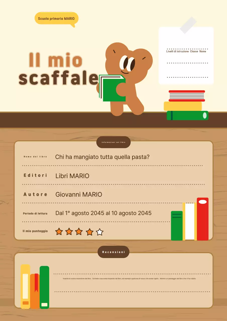 Materiale didattico per la comprensione della lettura del bambino beige