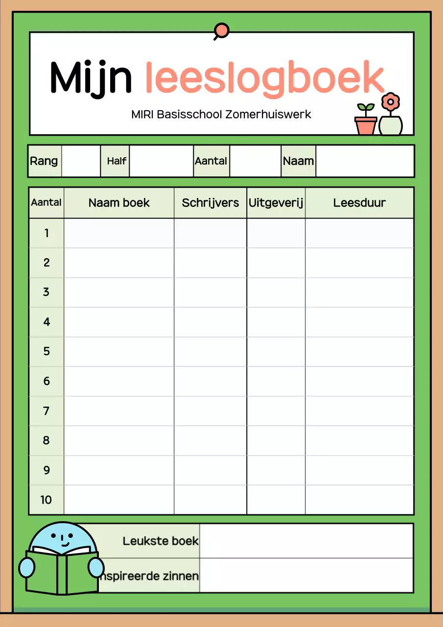 Groen Eenvoudig Leesdagboek