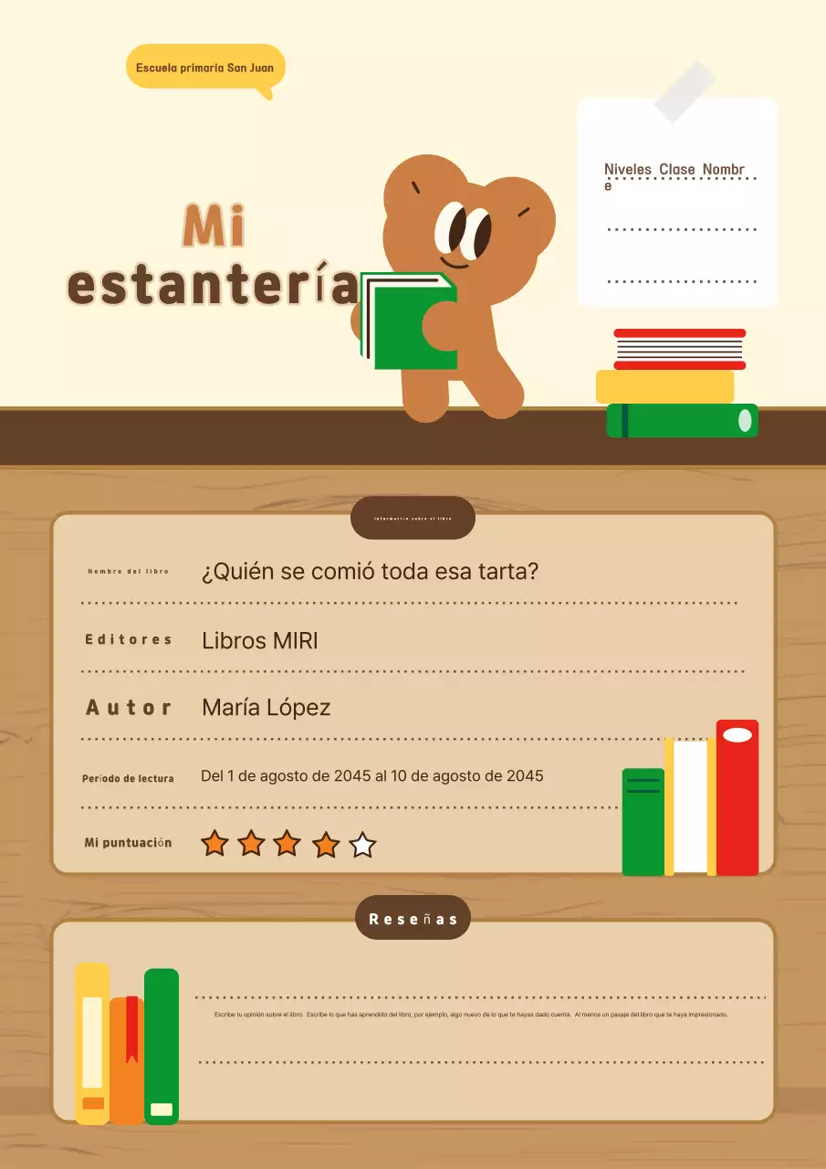 Material educativo de comprensión lectora para bebés en color beige