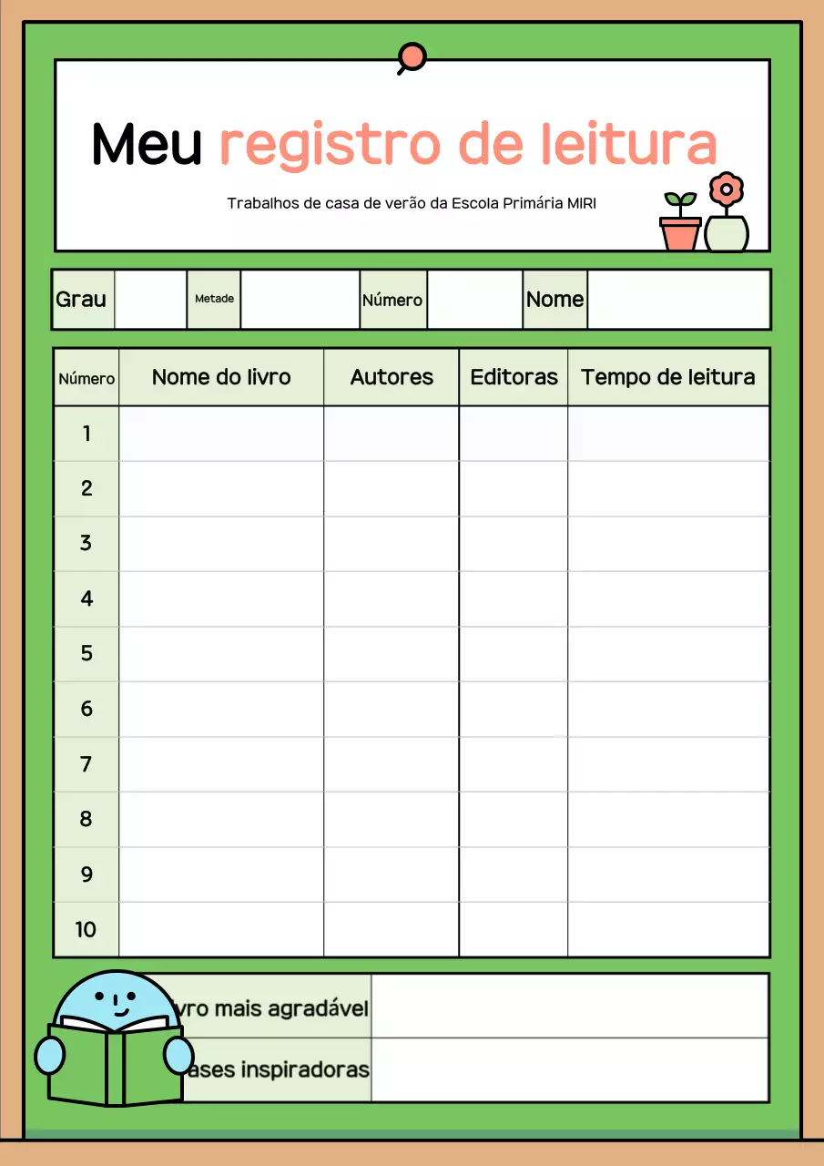 Diário de Leitura Simples Verde