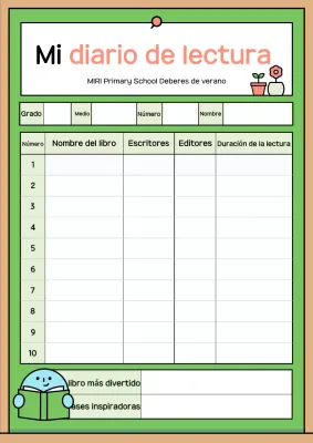 Diario de lectura sencillo y verde