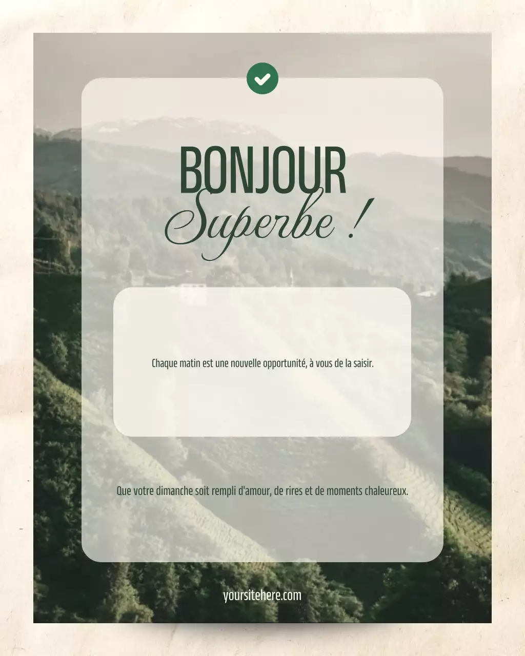 Publication Instagram de salutations matinales minimalistes et vertes