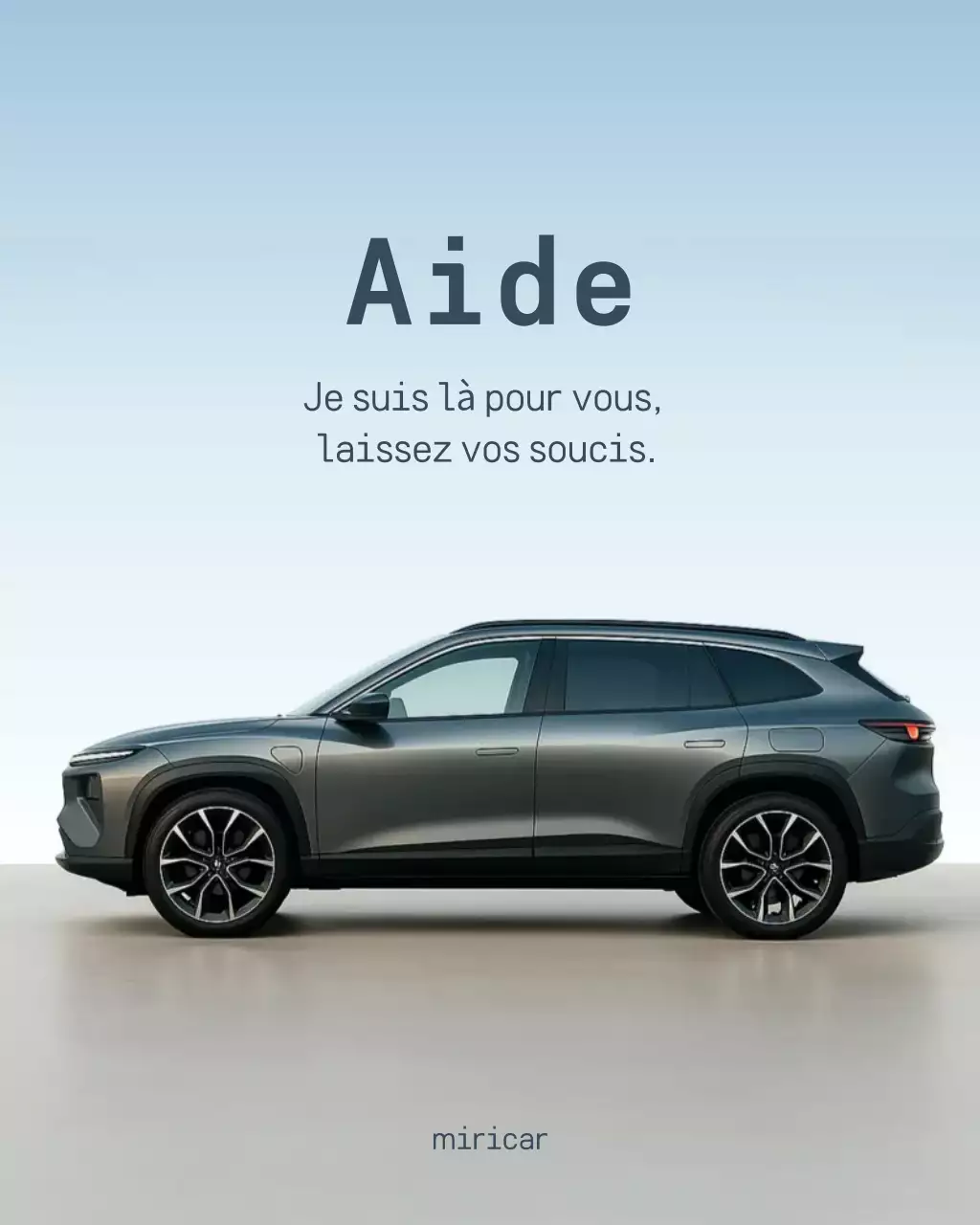 Publicité pour une voiture moderne bleu ciel