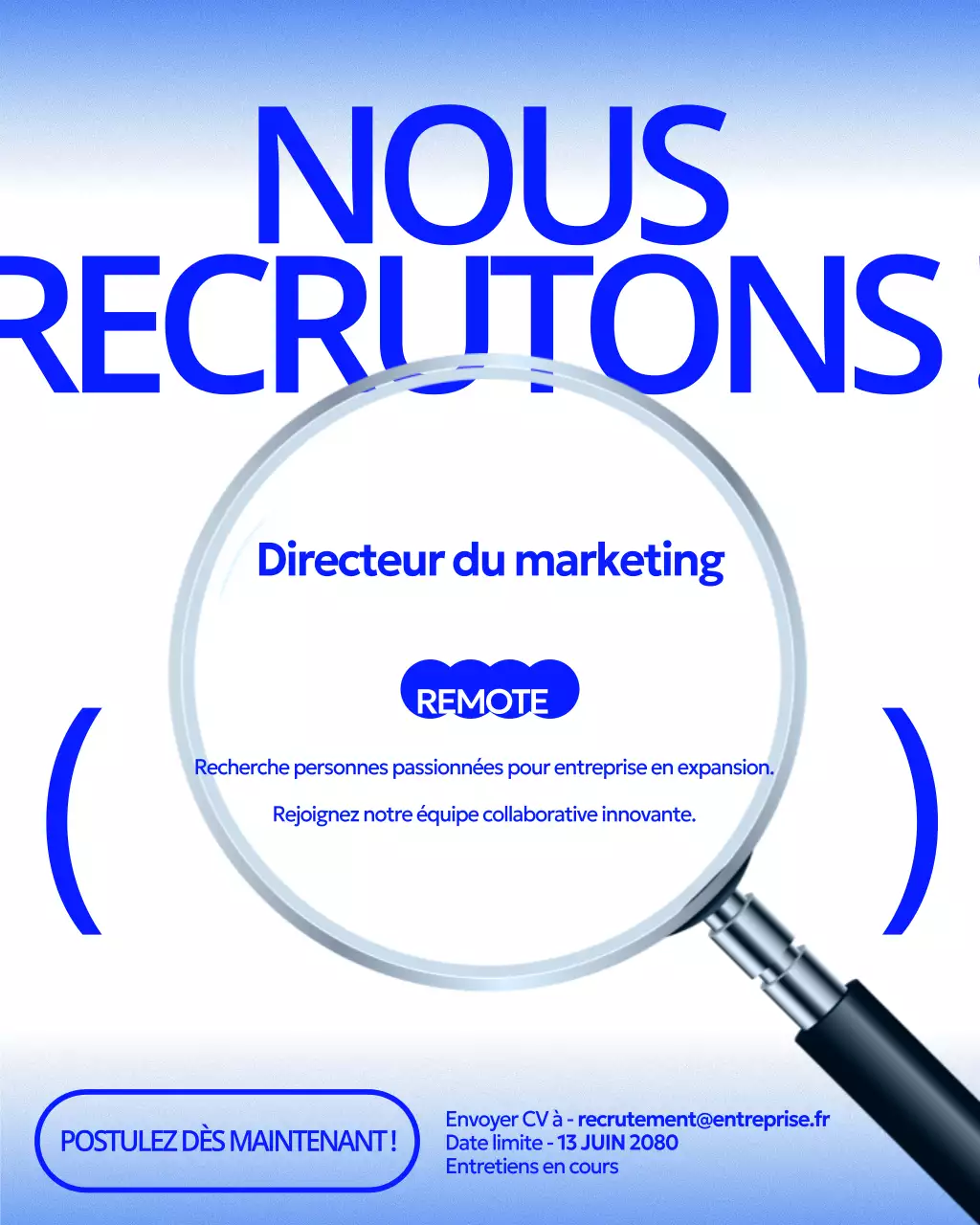 Annonce de recrutement Blue Modern