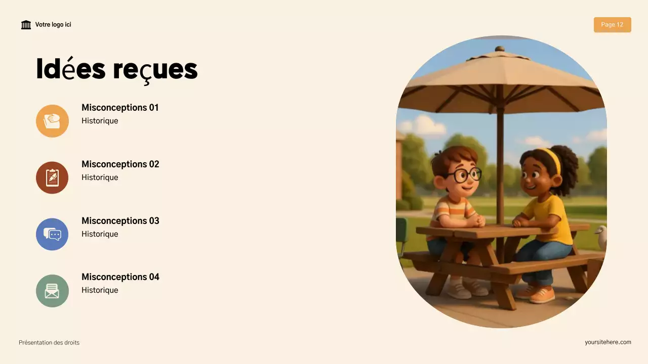 Présentation de la Déclaration des droits moderne beige et marron