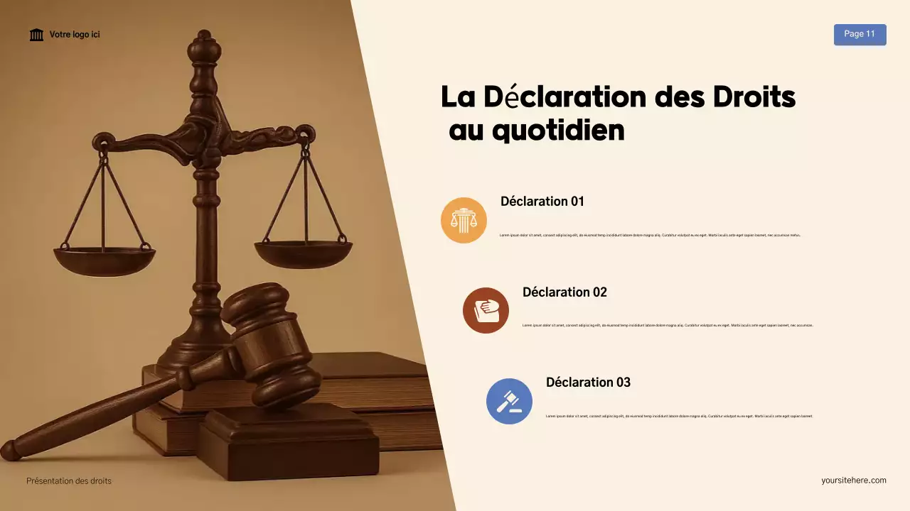 Présentation de la Déclaration des droits moderne beige et marron