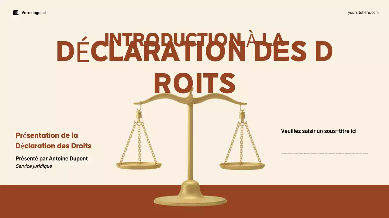 Présentation de la Déclaration des droits moderne beige et marron