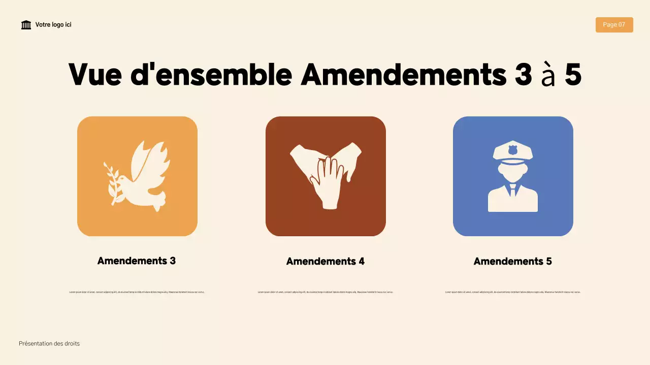 Présentation de la Déclaration des droits moderne beige et marron