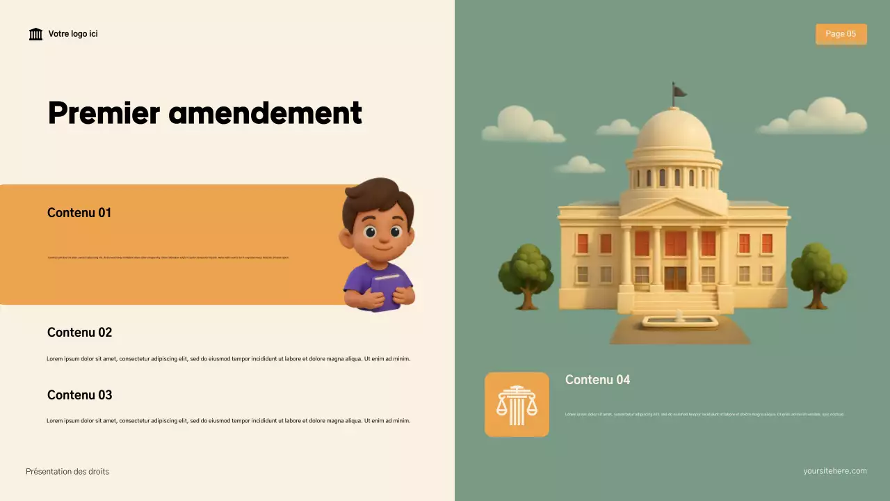 Présentation de la Déclaration des droits moderne beige et marron