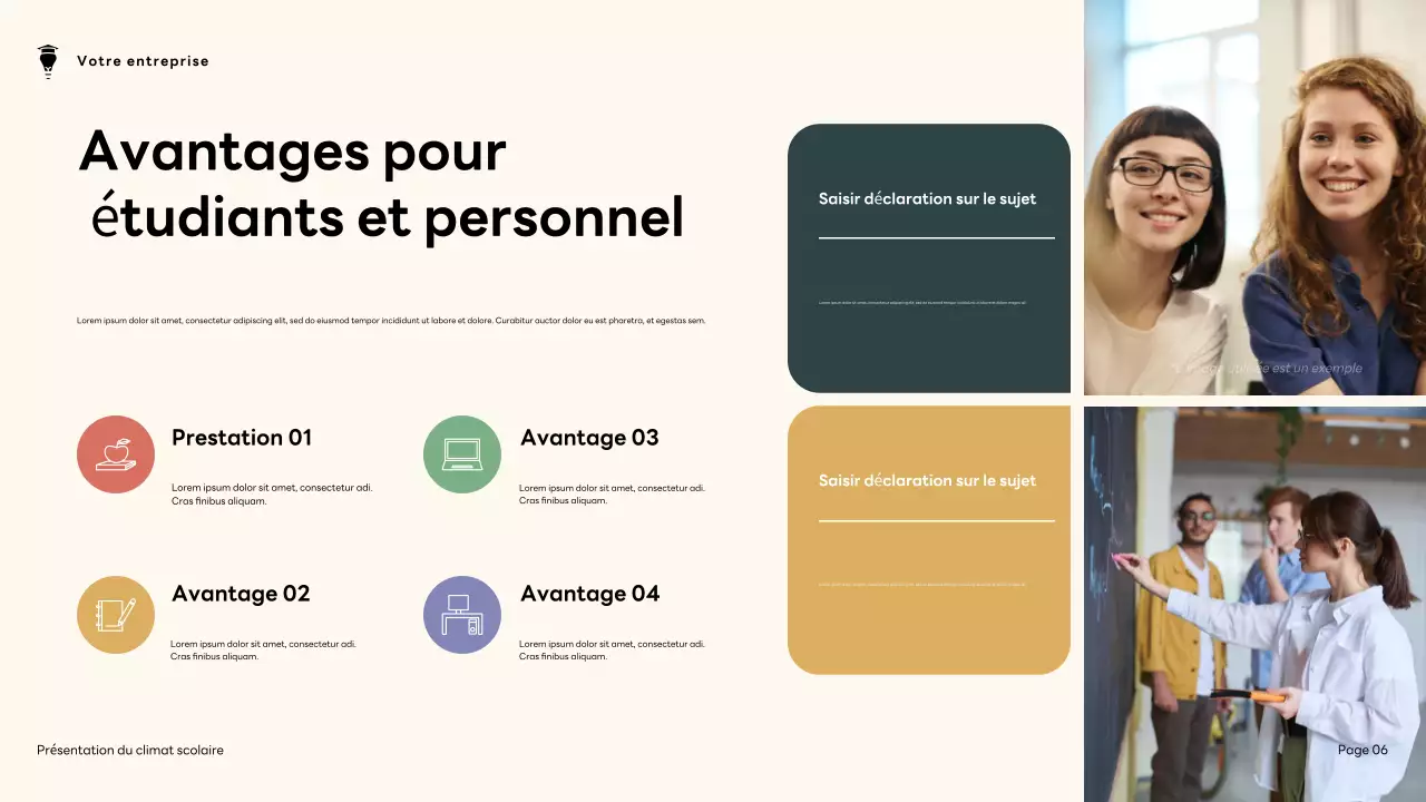 Présentation du climat scolaire moderne marron et vert