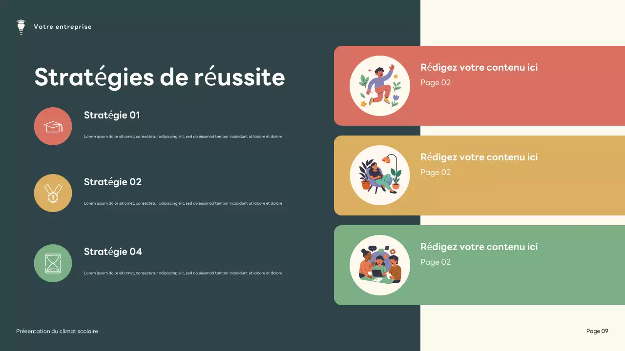 Présentation du climat scolaire moderne marron et vert