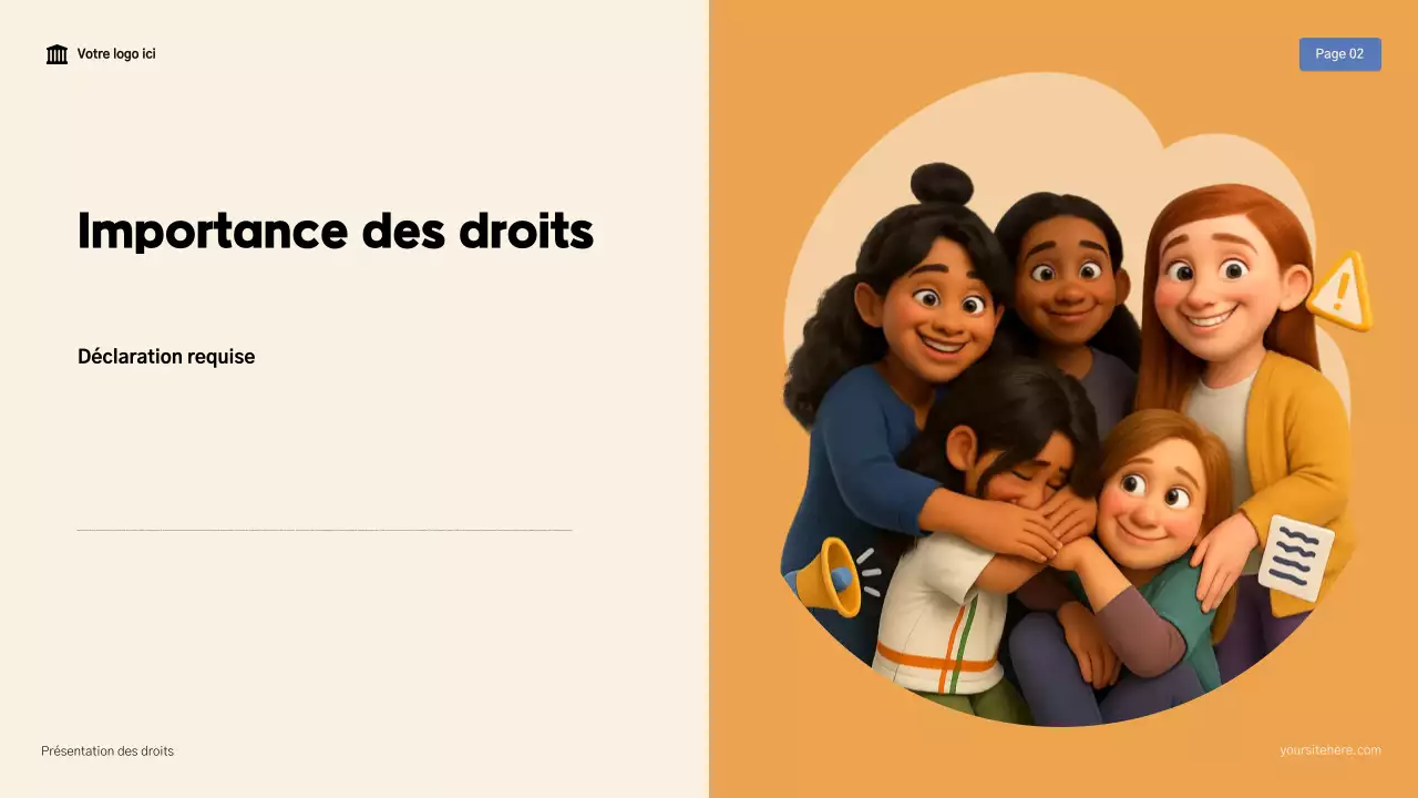 Présentation de la Déclaration des droits moderne beige et marron