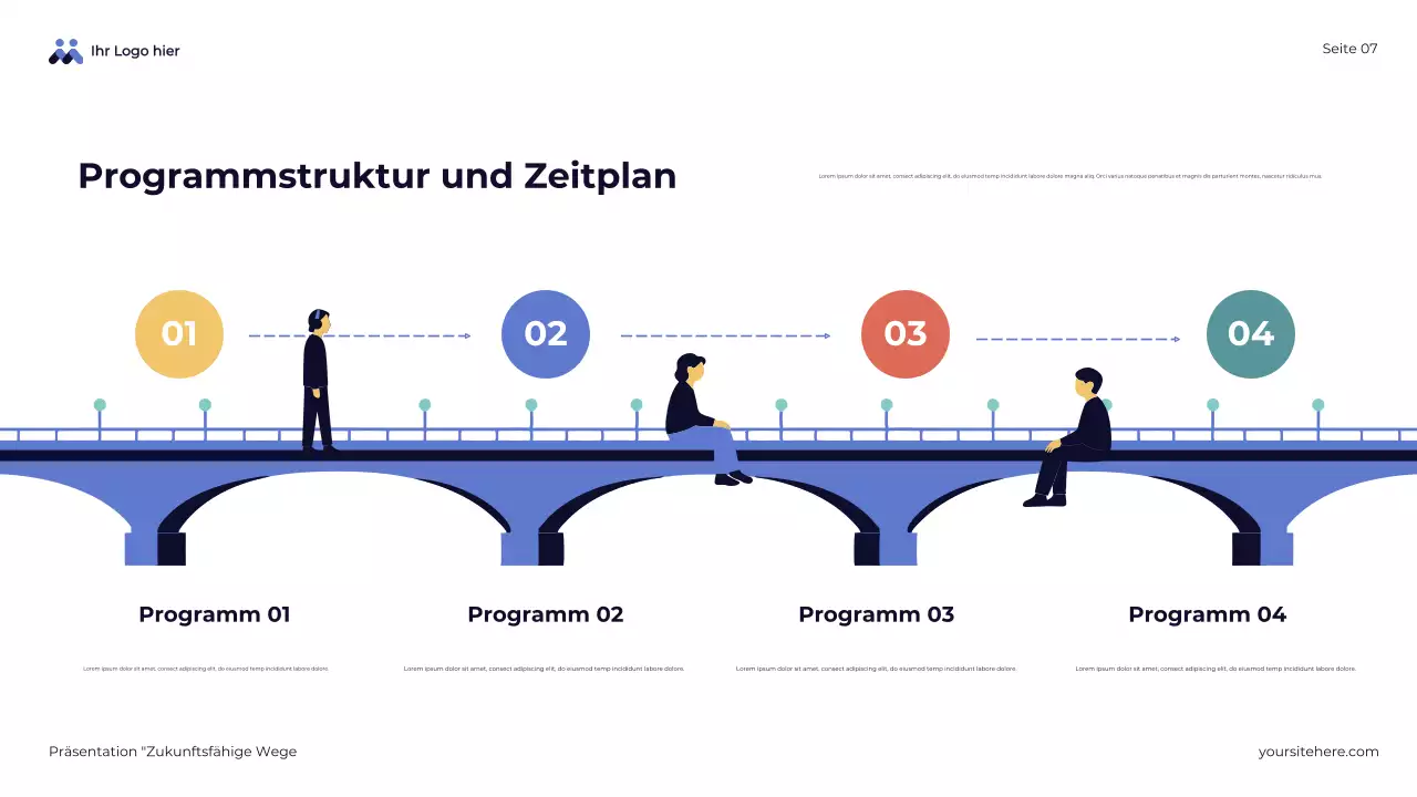 Blaue abstrakte Übersichtspräsentation zukunftsfähiger Wege