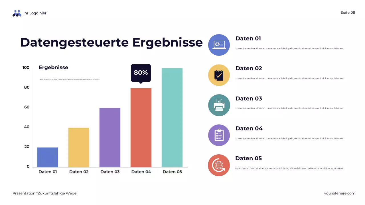 Blaue abstrakte Übersichtspräsentation zukunftsfähiger Wege