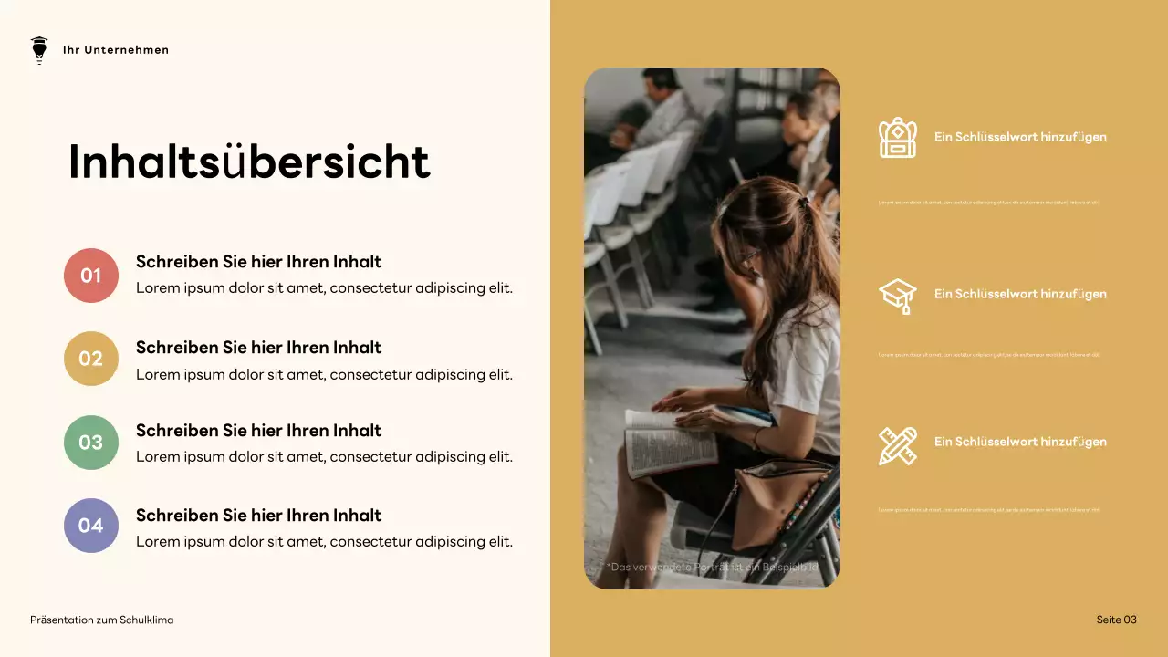 Braune und grüne Präsentation zum modernen Schulklima