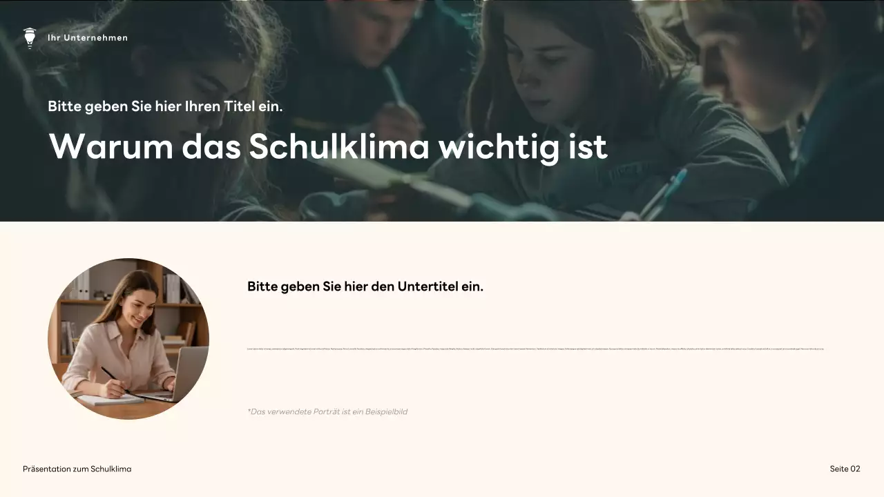Braune und grüne Präsentation zum modernen Schulklima