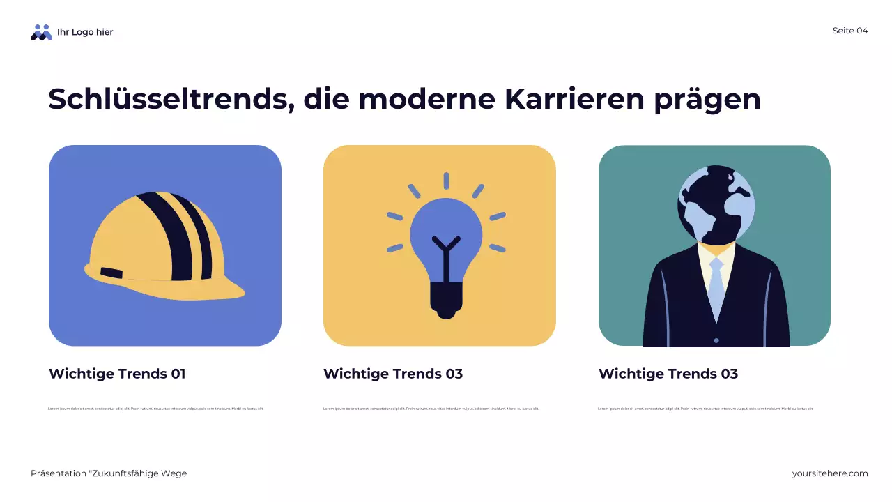 Blaue abstrakte Übersichtspräsentation zukunftsfähiger Wege