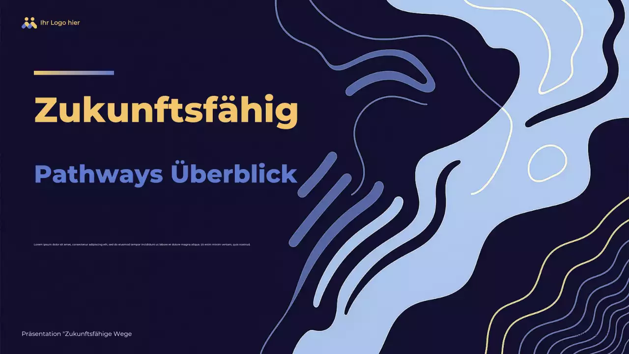 Blaue abstrakte Übersichtspräsentation zukunftsfähiger Wege