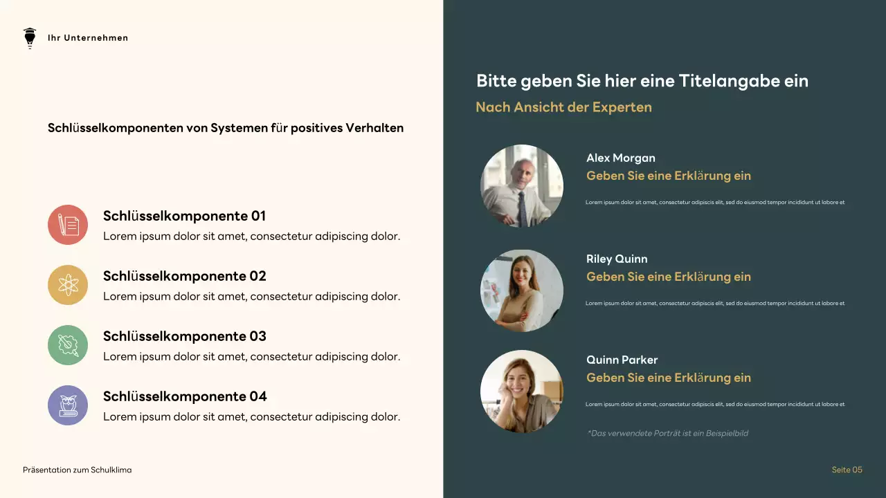 Braune und grüne Präsentation zum modernen Schulklima