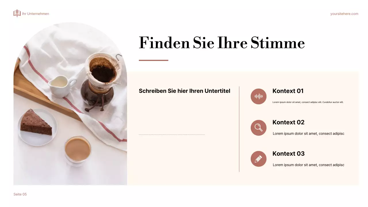 Beige Elegant Über Storytelling Präsentation