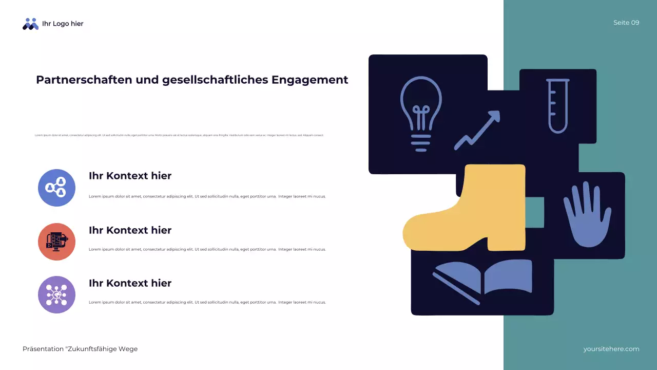 Blaue abstrakte Übersichtspräsentation zukunftsfähiger Wege