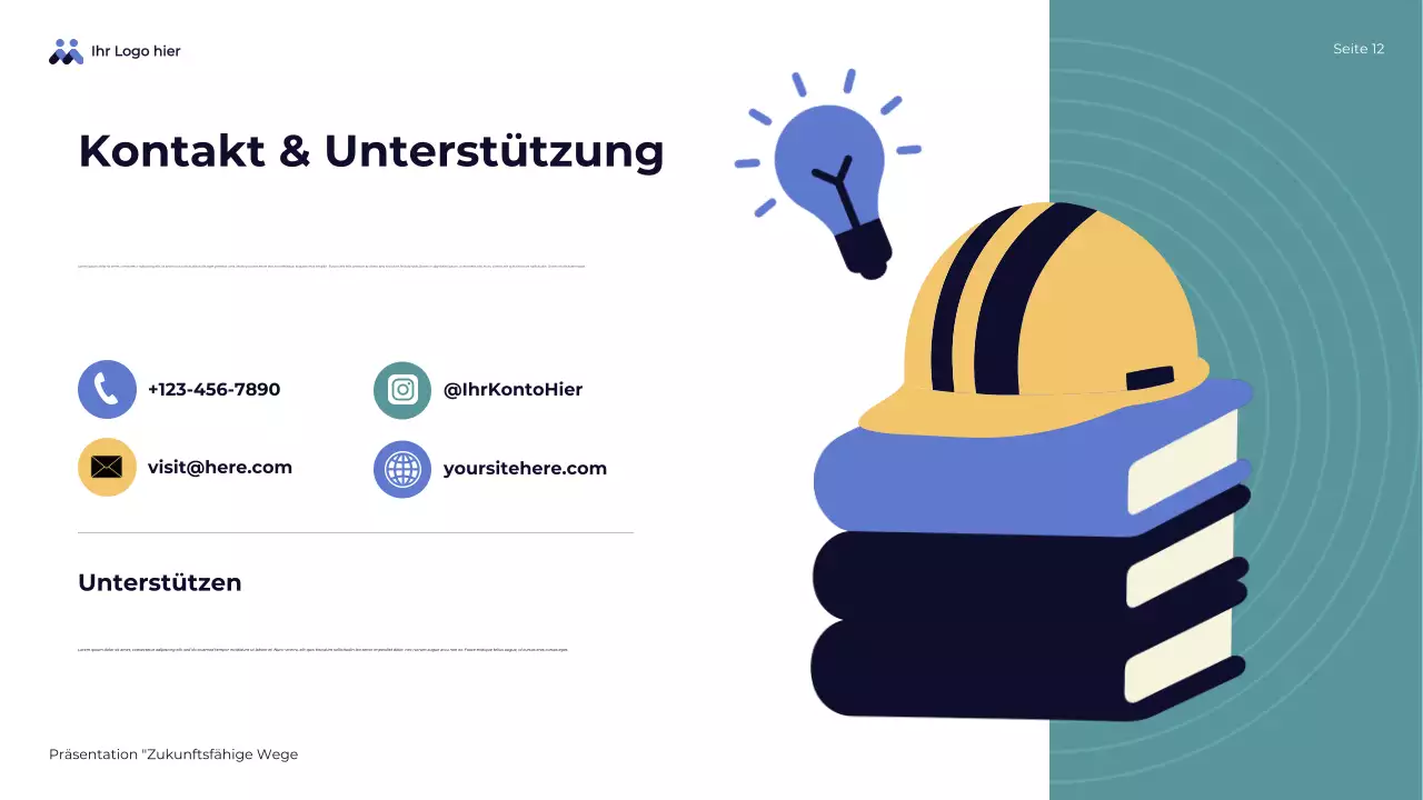 Blaue abstrakte Übersichtspräsentation zukunftsfähiger Wege