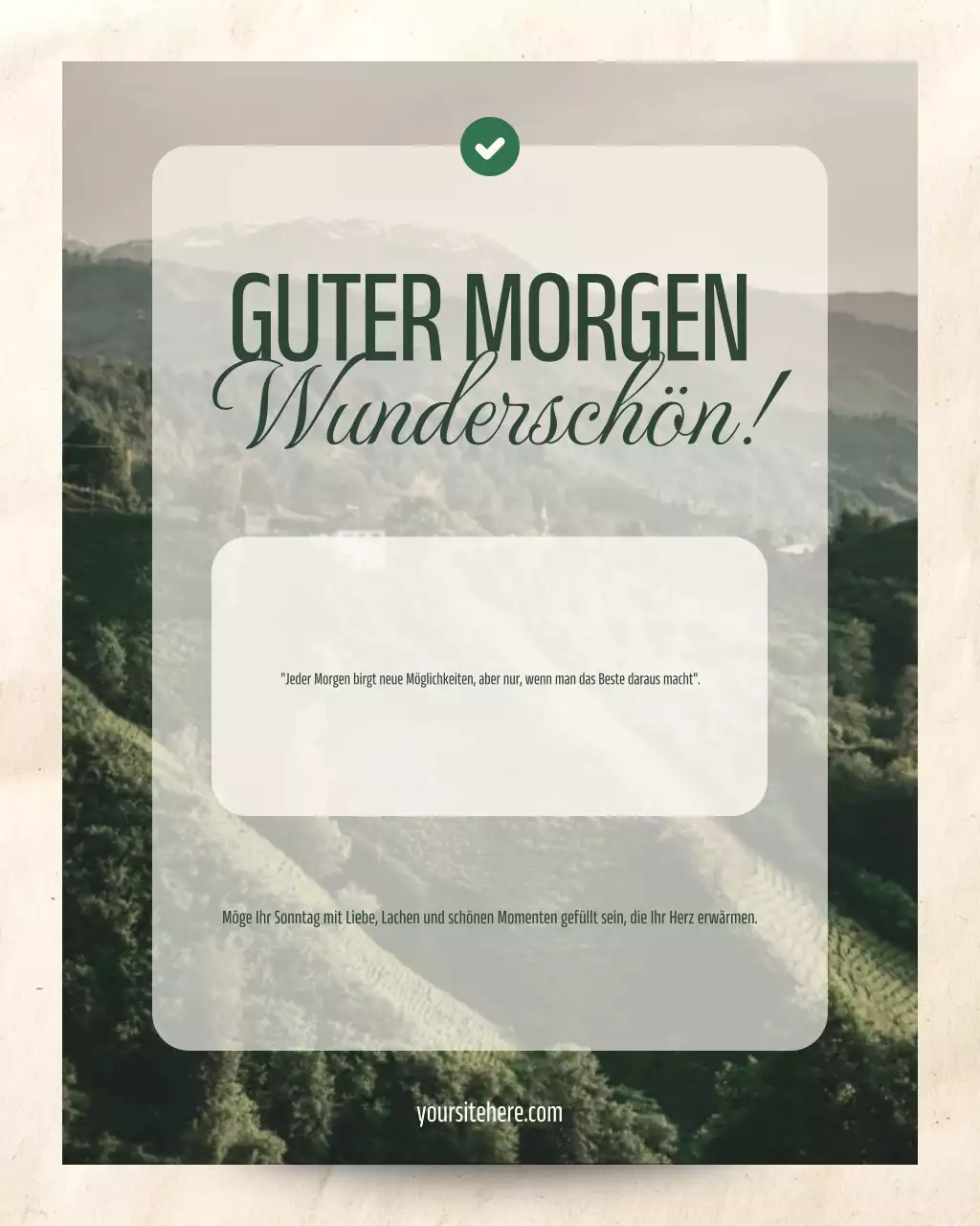 Grüner minimalistischer Morgengruß-Instagram-Beitrag