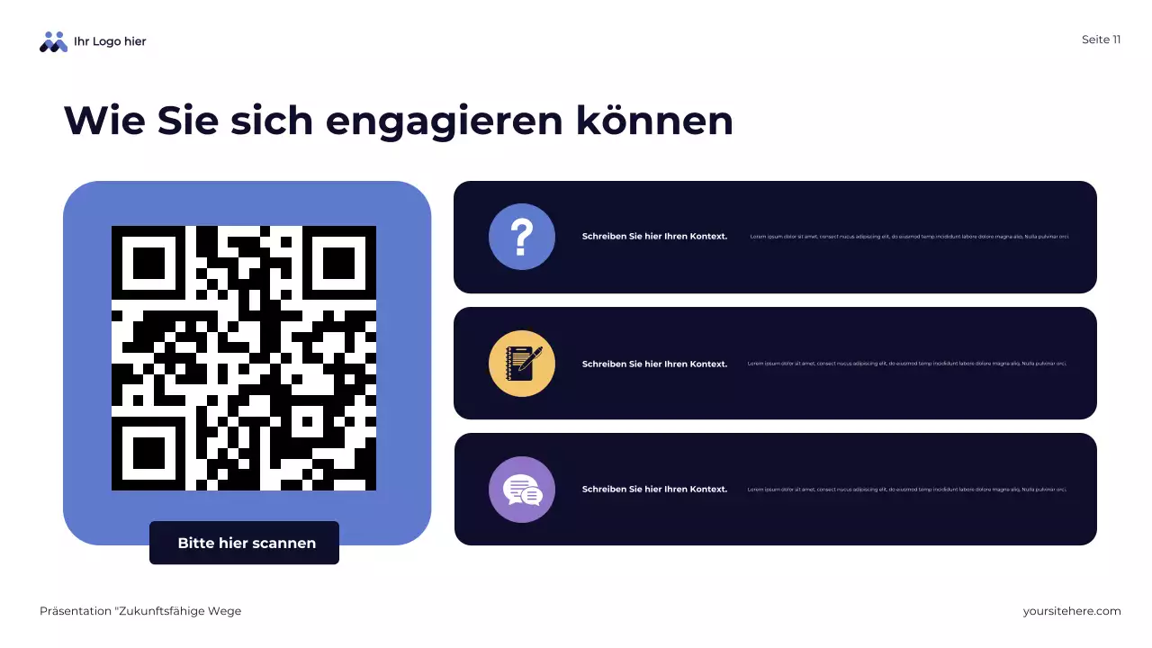 Blaue abstrakte Übersichtspräsentation zukunftsfähiger Wege