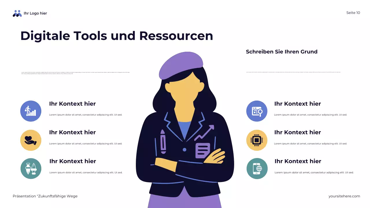 Blaue abstrakte Übersichtspräsentation zukunftsfähiger Wege