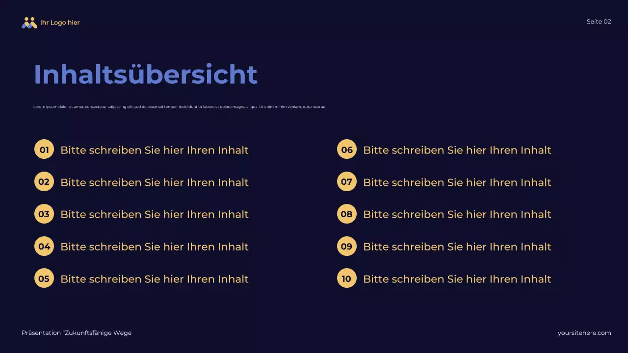 Blaue abstrakte Übersichtspräsentation zukunftsfähiger Wege