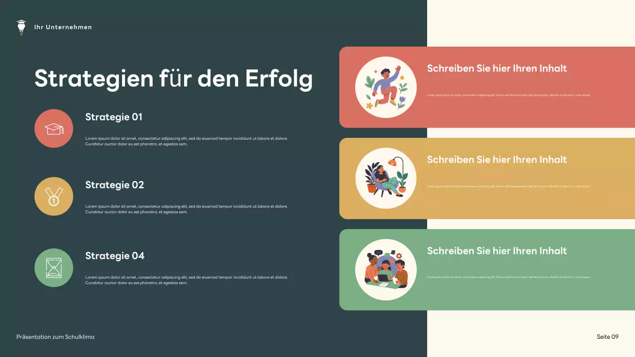 Braune und grüne Präsentation zum modernen Schulklima