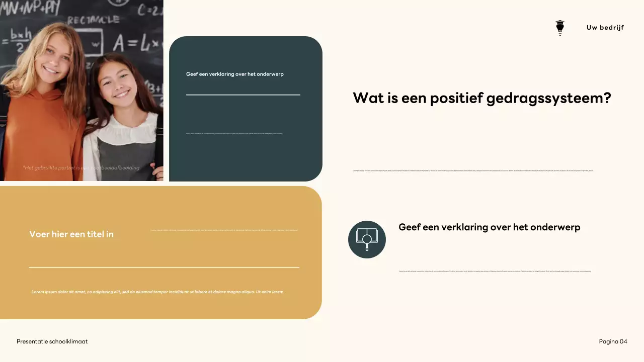 Presentatie over het moderne schoolklimaat van bruin en groen