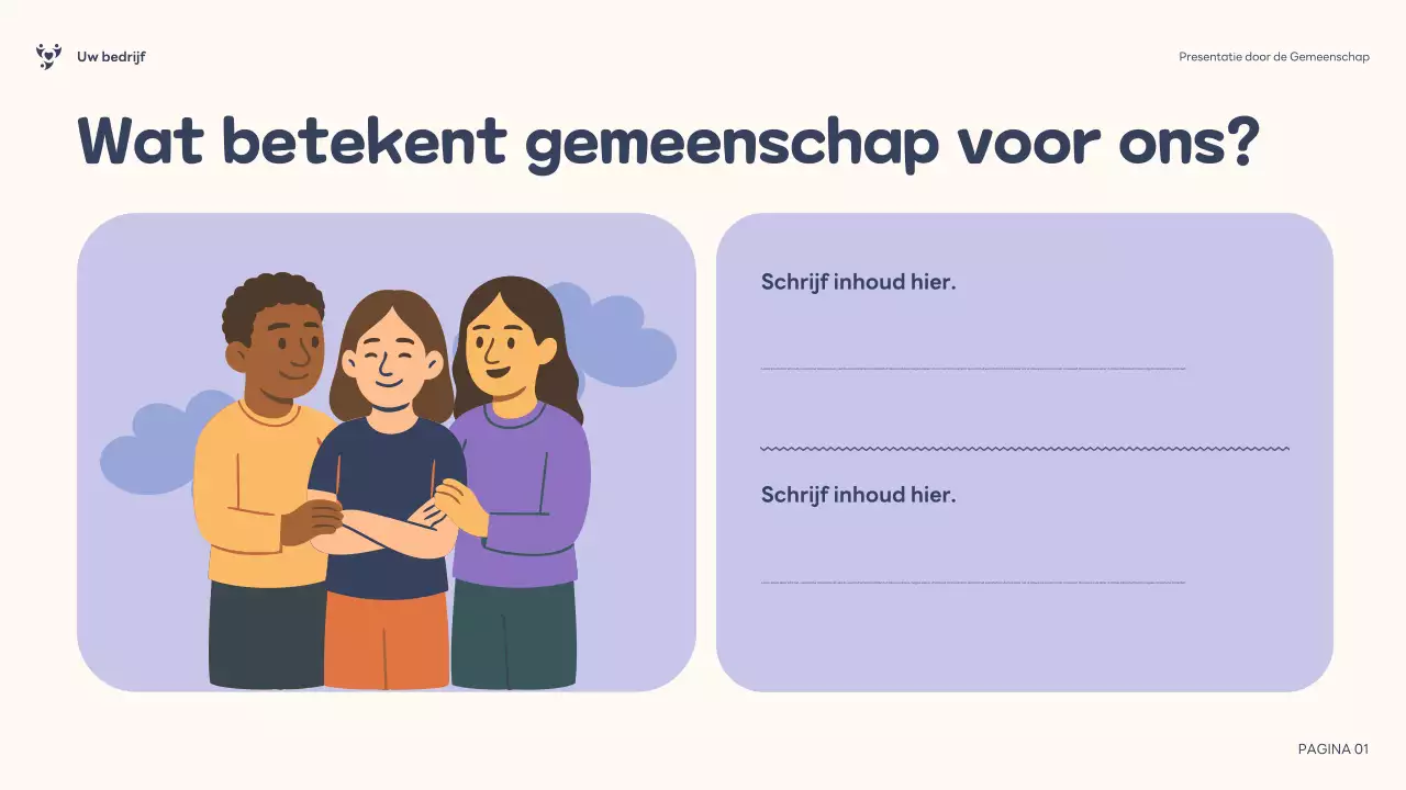 Paarse illustratie Inclusieve gemeenschapspresentatie