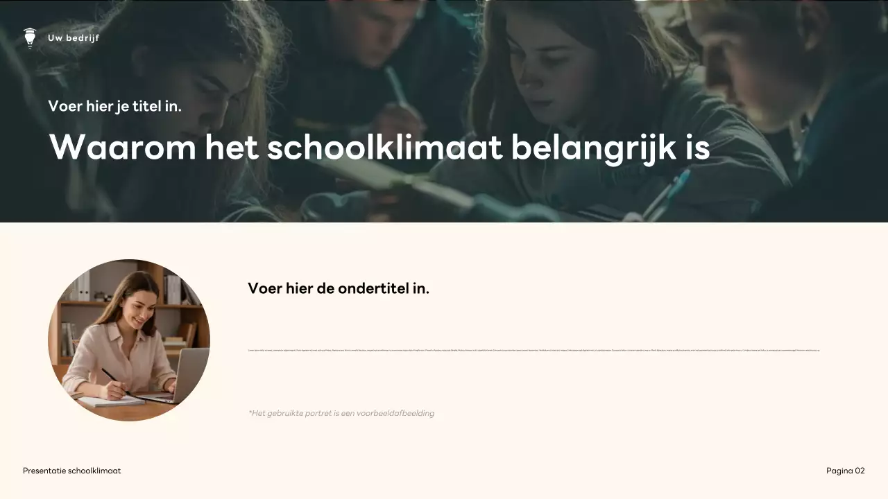 Presentatie over het moderne schoolklimaat van bruin en groen