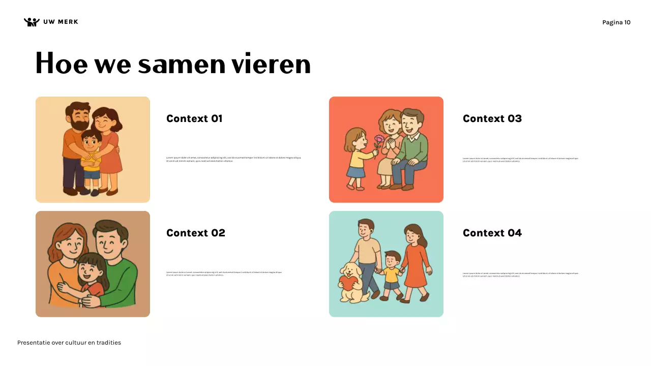 Presentatie over de cultuur van een schattig gezin in oranje